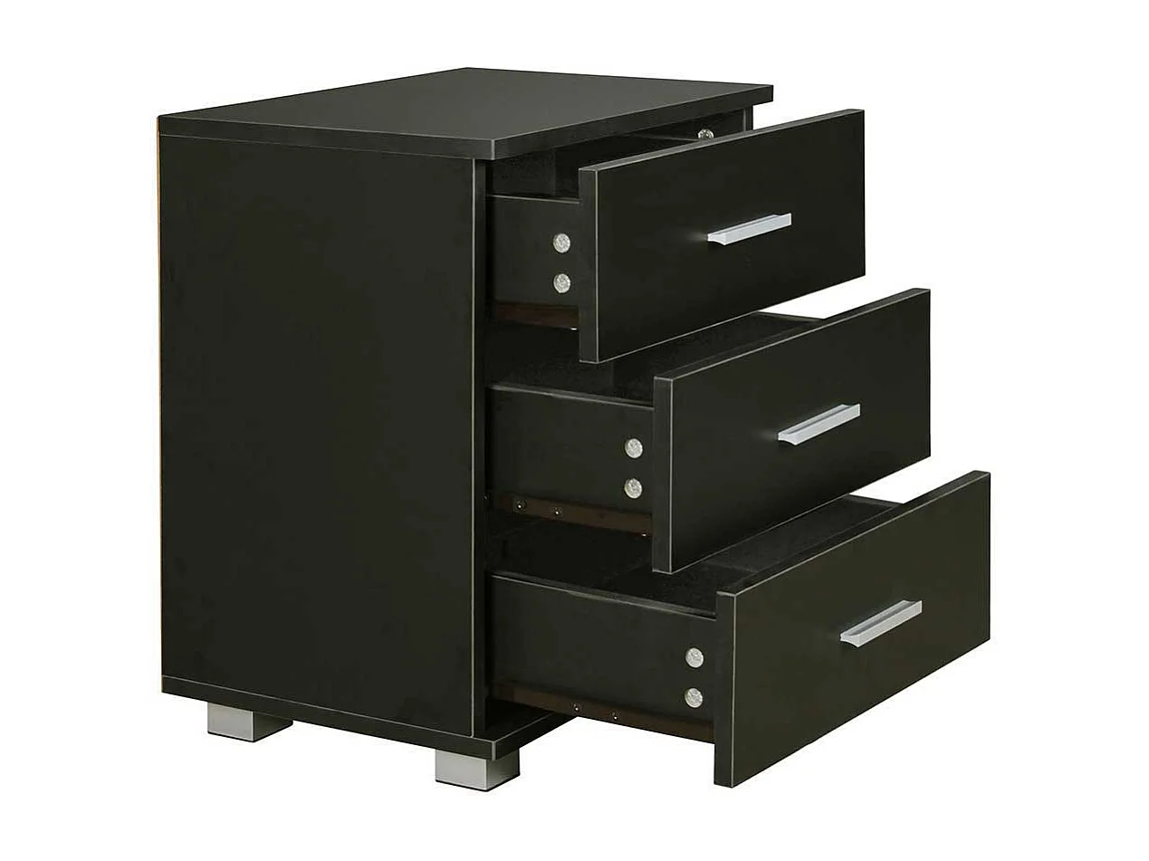 Nachtkonsole in Schwarz mit drei Schubladen 45x54x34 cm