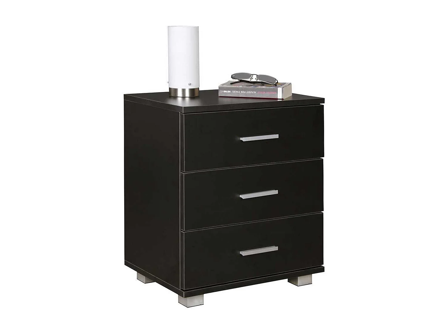 Nachtkonsole in Schwarz mit drei Schubladen 45x54x34 cm