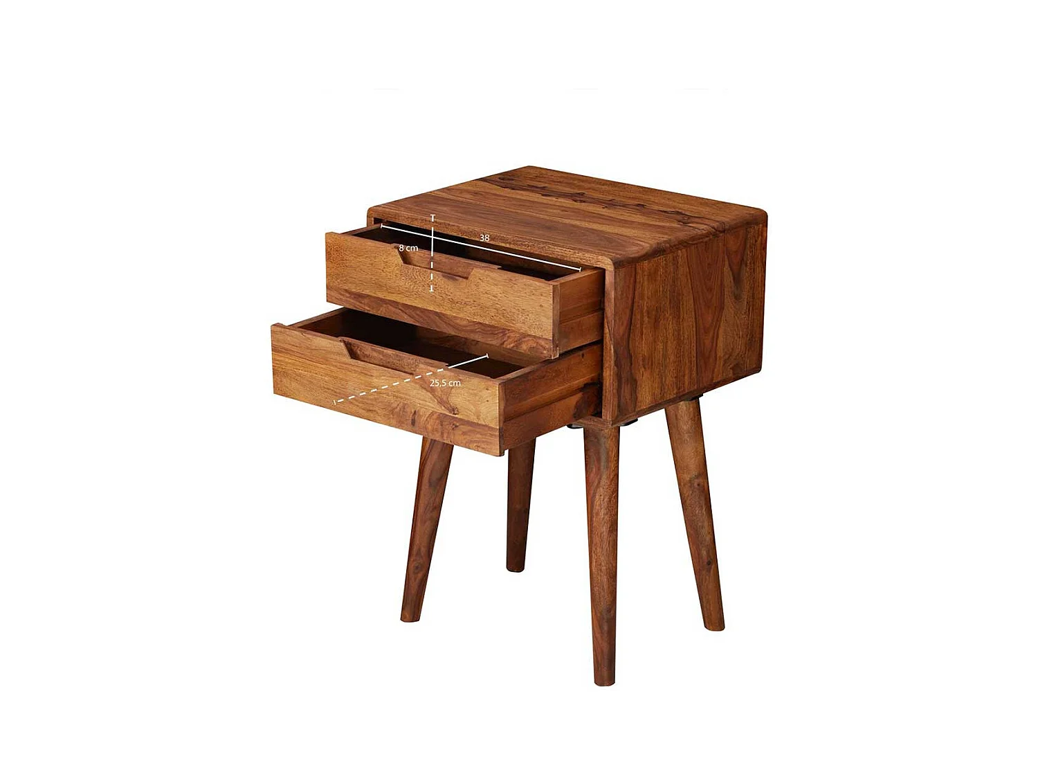 Nachttisch Set aus Sheesham Massivholz zwei Schubladen