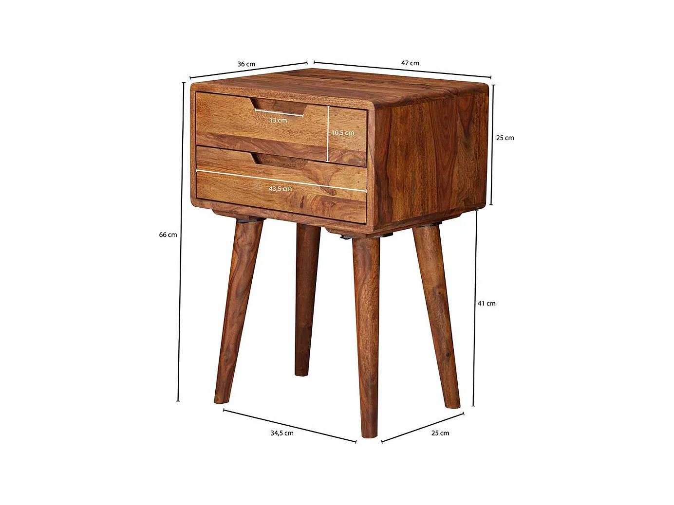 Nachttisch Set aus Sheesham Massivholz zwei Schubladen