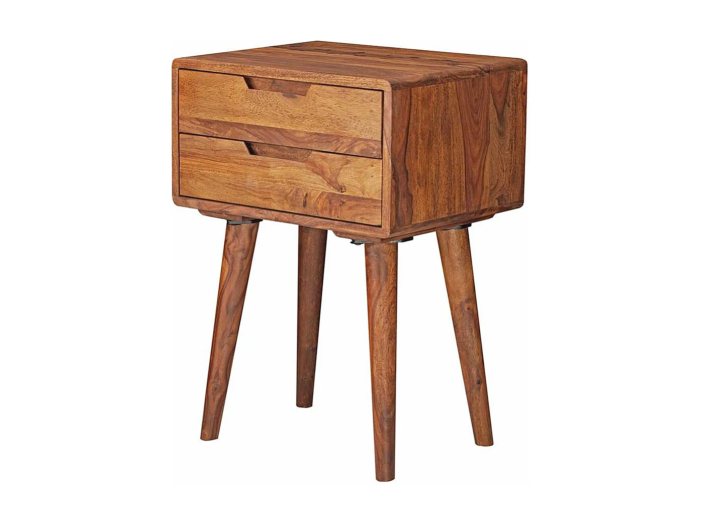 Nachttisch Set aus Sheesham Massivholz zwei Schubladen