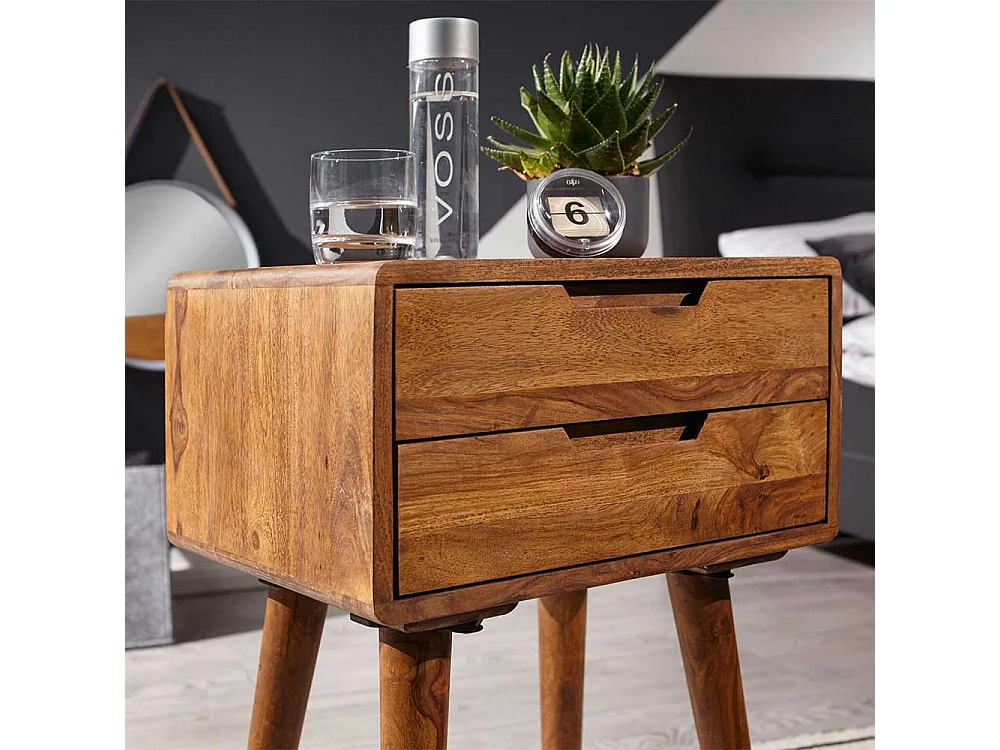 Nachttisch Set aus Sheesham Massivholz zwei Schubladen