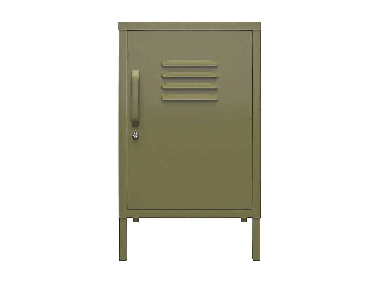 Metall Kommode in Oliv Grün Front in Spind Optik