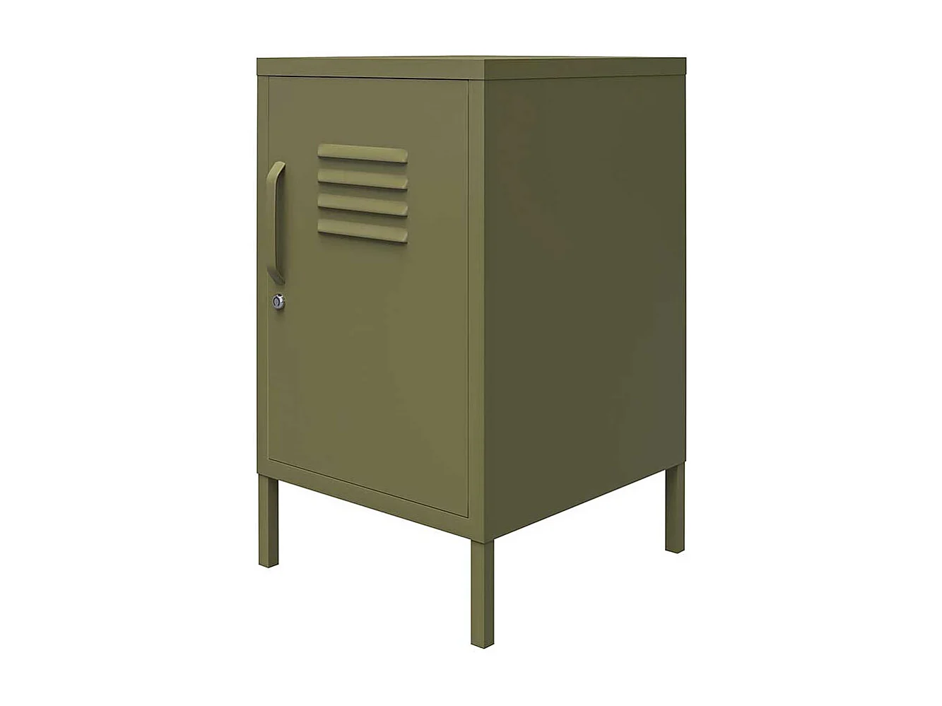 Metall Kommode in Oliv Grün Front in Spind Optik