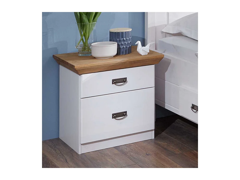 Landhaus Nachtkommoden in Weiß Kiefer teilmassiv