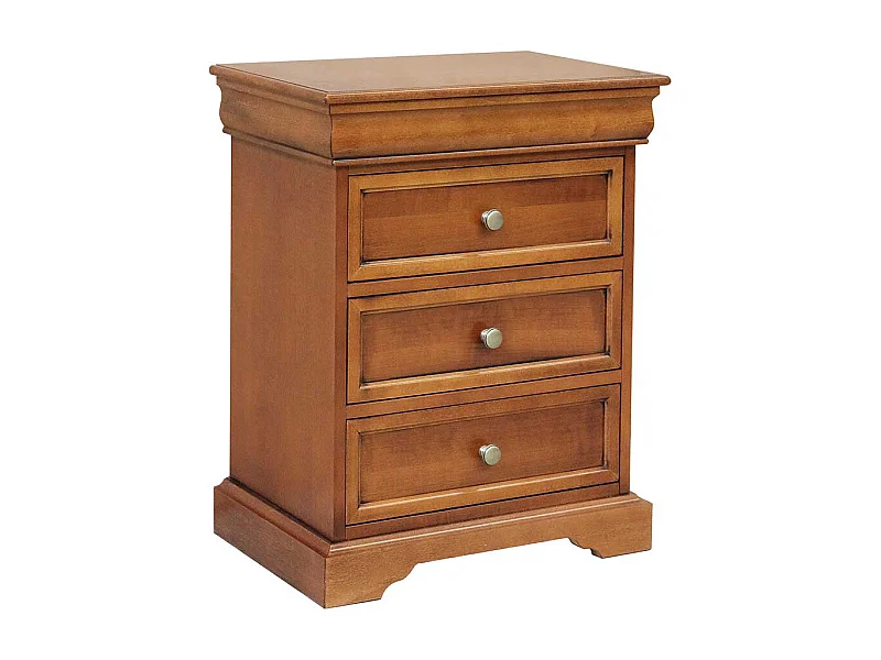 Klassische Nachtkommode in Nussbaumfarben drei Schubladen