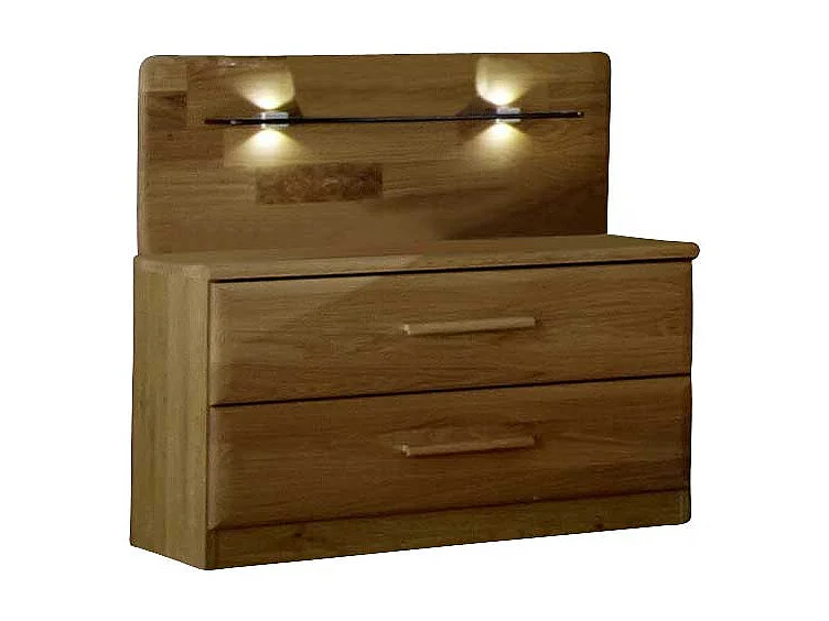 Nachtkonsole aus Eiche Massivholz Beleuchtung (2er Set)