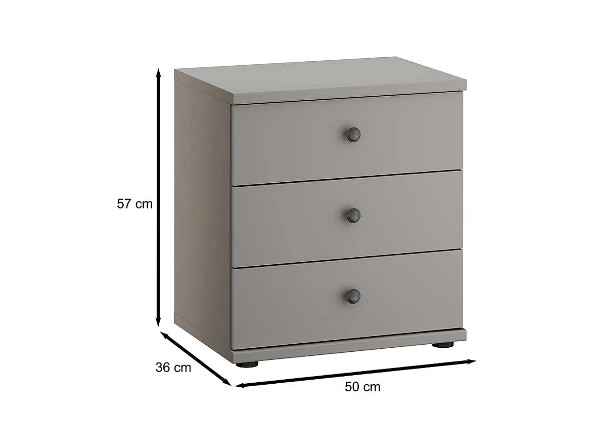 Nachttischschränkchen hellgrau mit drei Schubladen Landhausstil