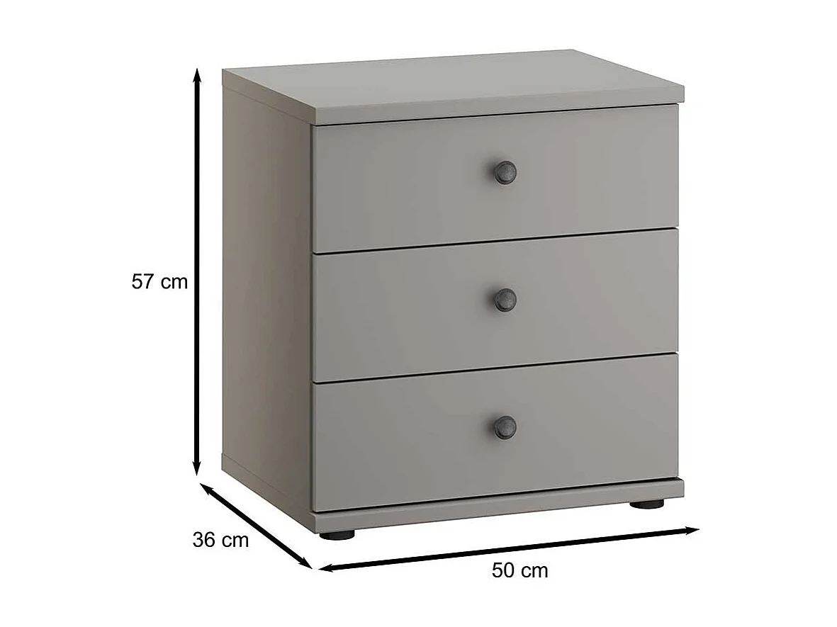 Nachttischschränkchen hellgrau mit drei Schubladen Landhausstil