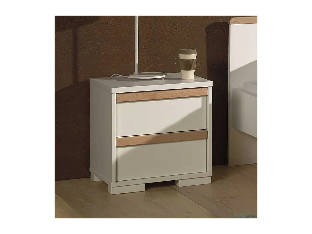 Nachttisch Kommode in Weiß und Buche modern