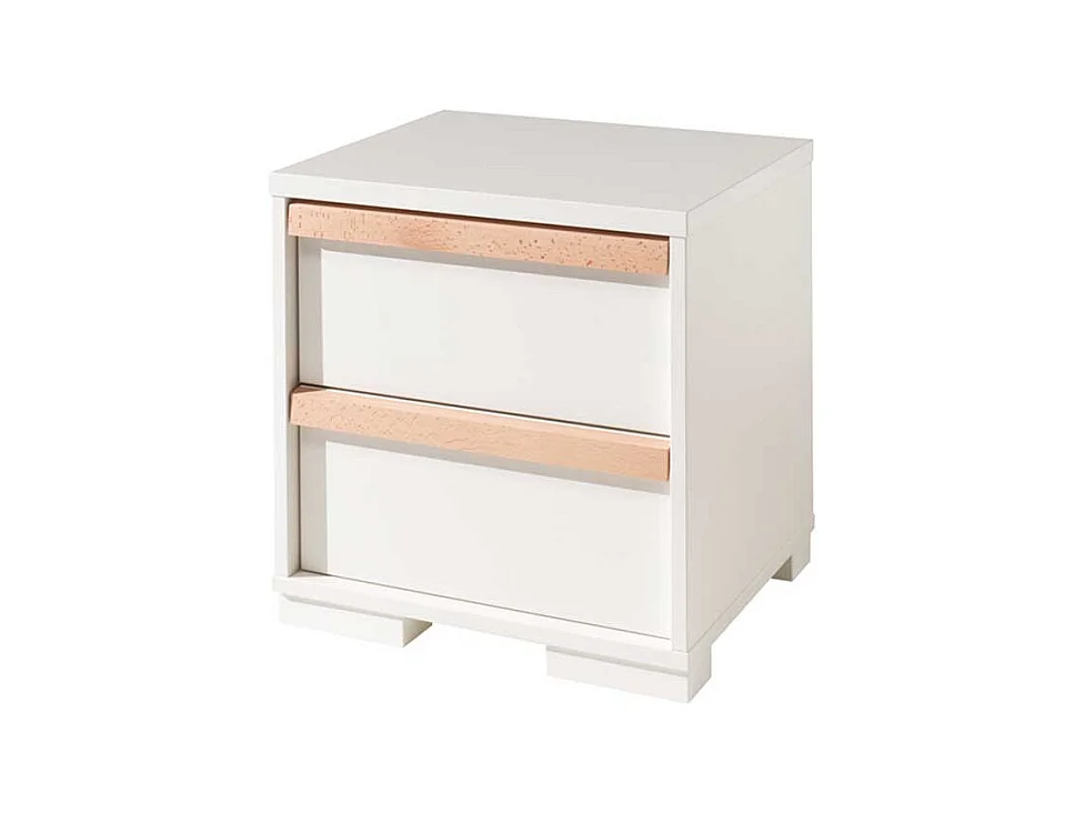 Nachttisch Kommode in Weiß und Buche modern