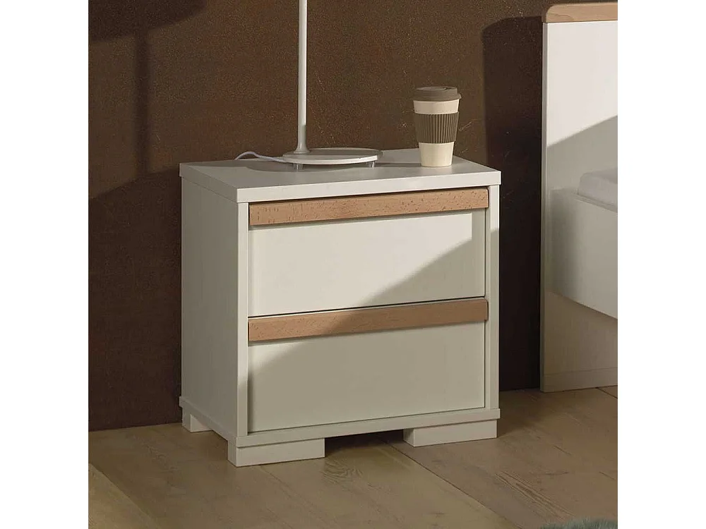 Nachttisch Kommode in Weiß und Buche modern