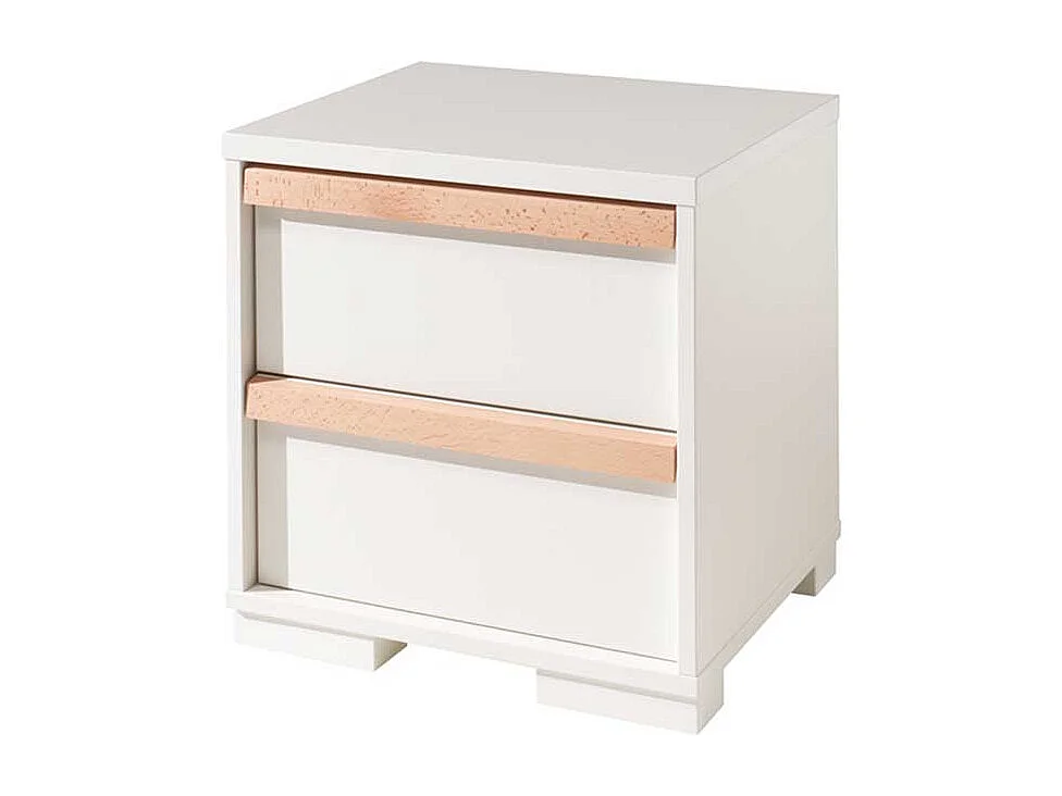 Nachttisch Kommode in Weiß und Buche modern