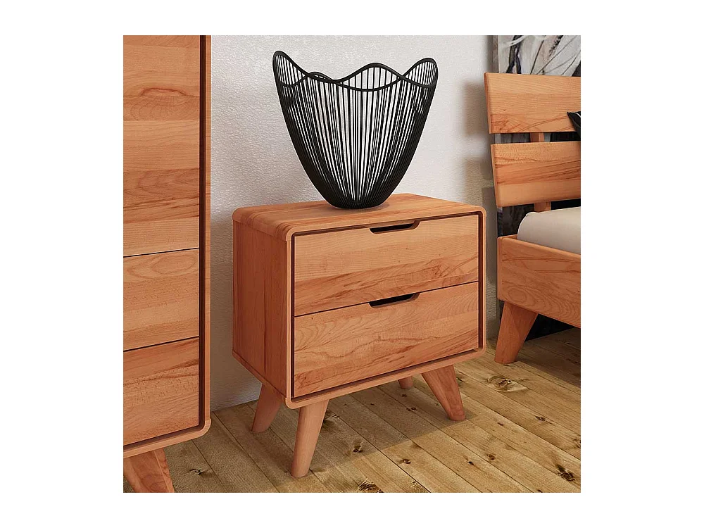Nachtkommoden aus Kernbuche Massivholz Grifflöchern