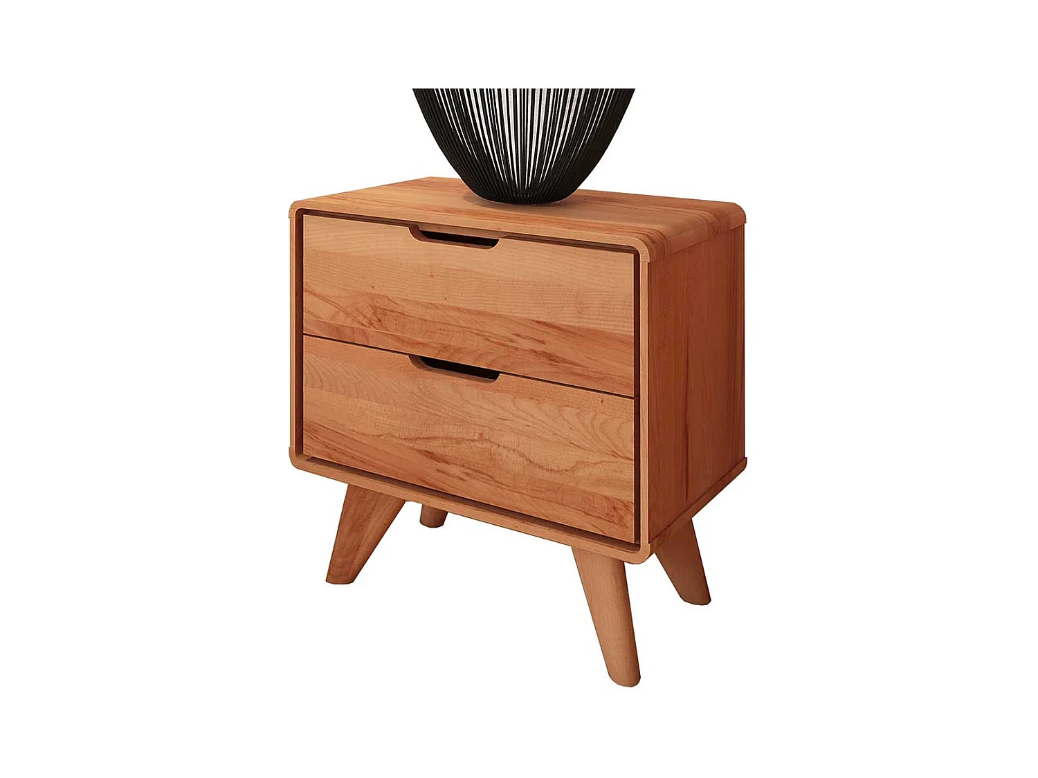 Nachtkommoden aus Kernbuche Massivholz Grifflöchern