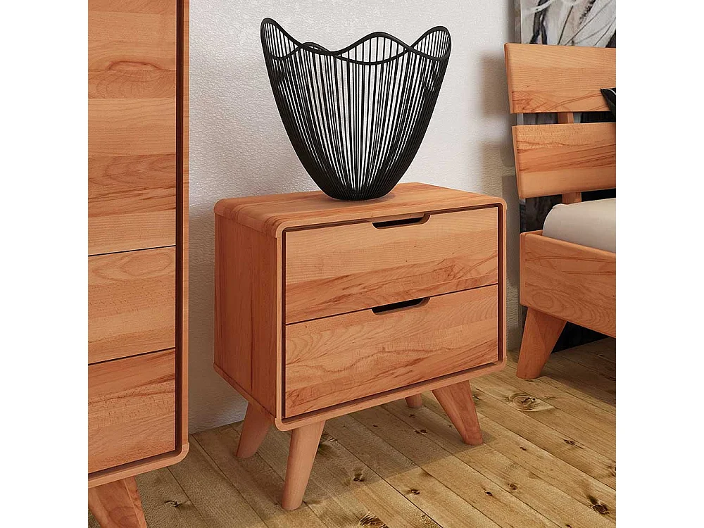 Nachtkommoden aus Kernbuche Massivholz Grifflöchern