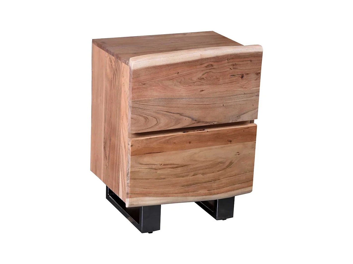 Bettkommode aus Akazie Massivholz Metall Bügelgestell