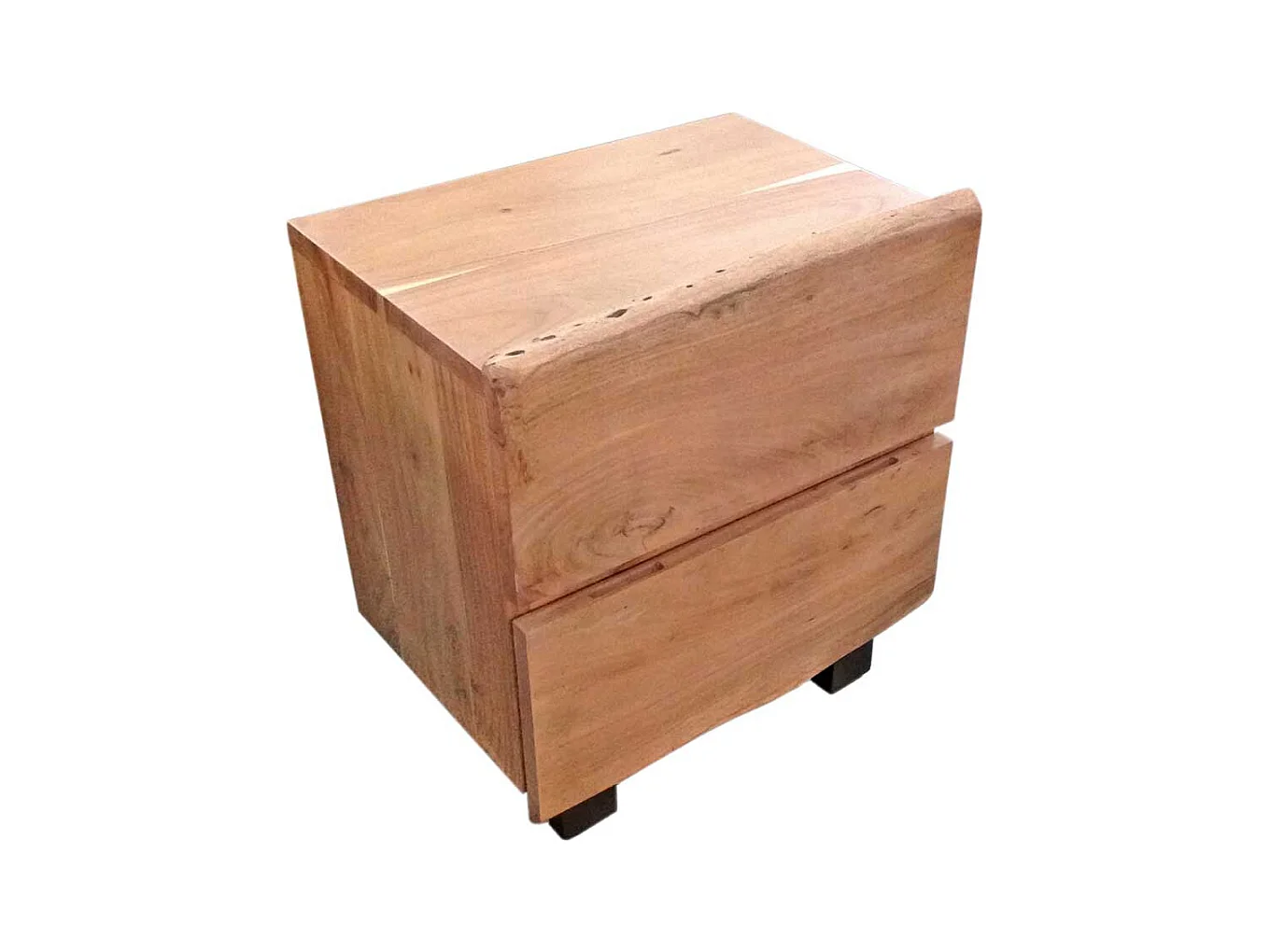 Bettkommode aus Akazie Massivholz Metall Bügelgestell