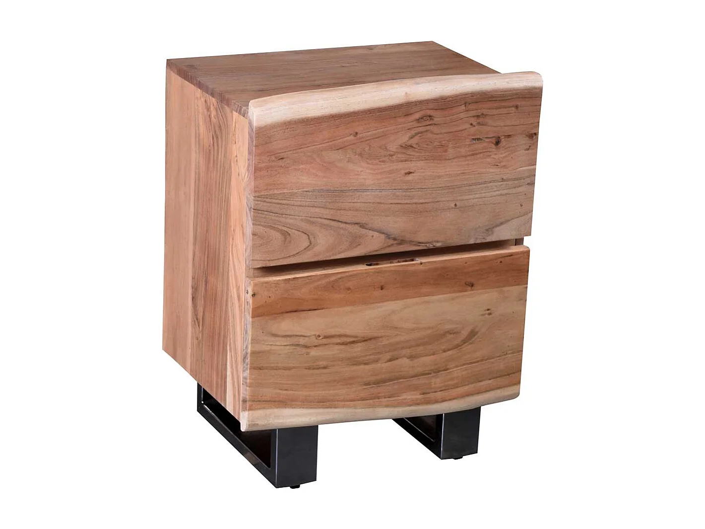 Bettkommode aus Akazie Massivholz Metall Bügelgestell