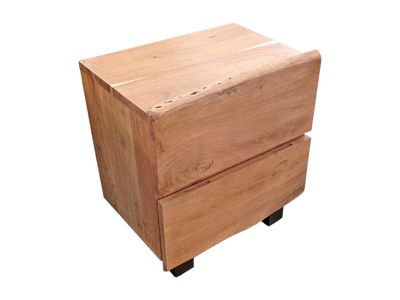 Bettkommode aus Akazie Massivholz Metall Bügelgestell