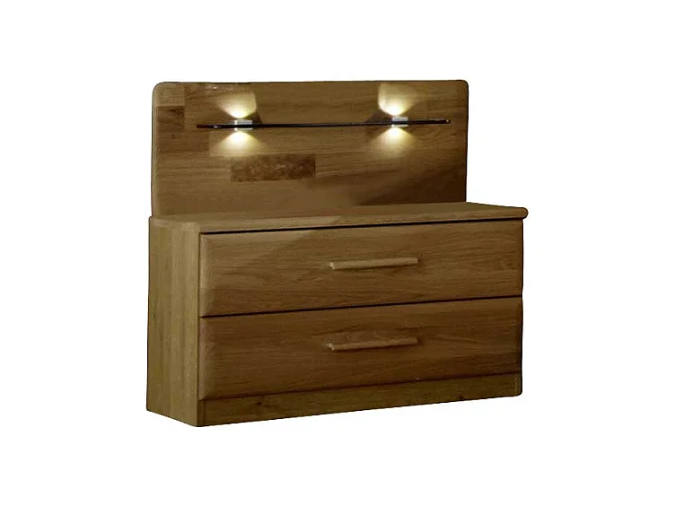 Nachtkonsole aus Eiche Massivholz Beleuchtung (2er Set)