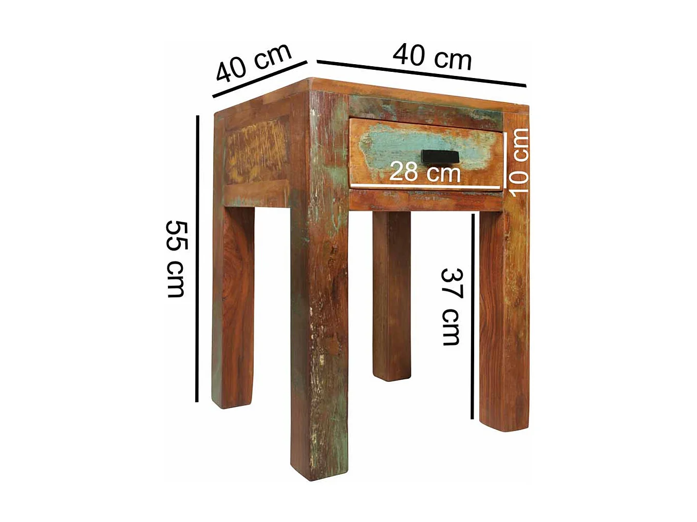 Nachtkonsole in Braun Bunt Shabby Chic