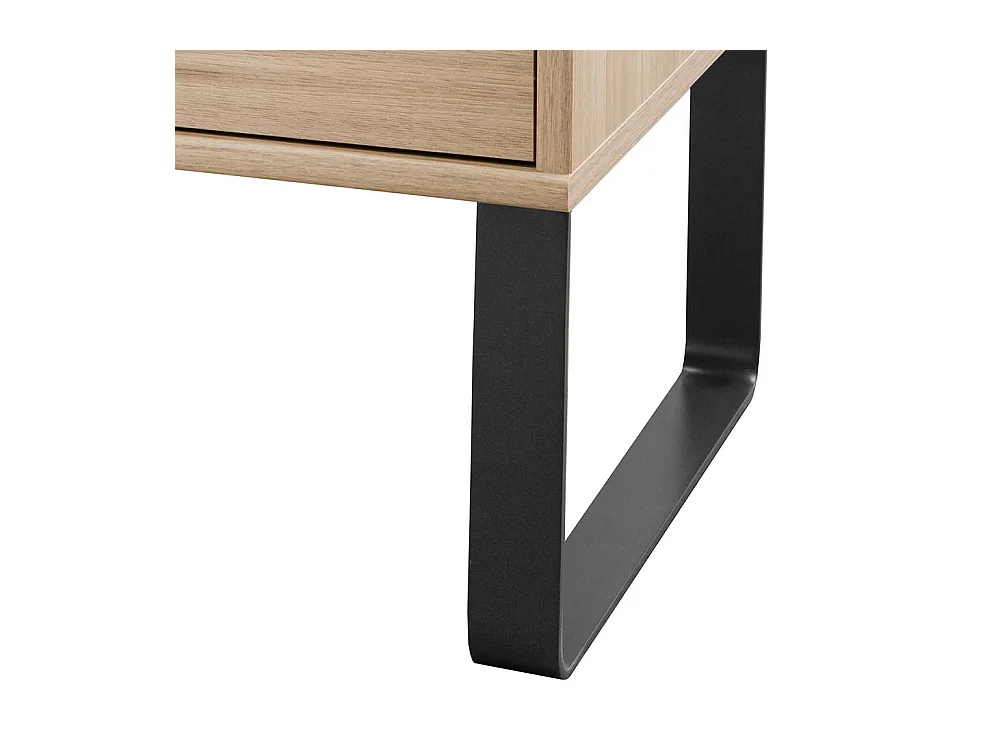 Nachttisch in Eiche Nachbildung und Dunkelgrau zwei Schubladen