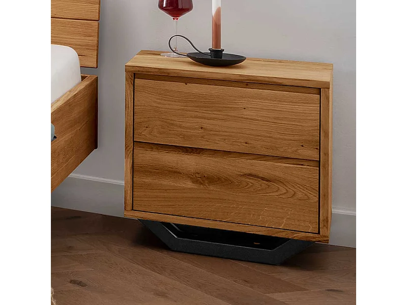 Nachttischkommode im Industry und Loft Stil Wildeiche Massivholz