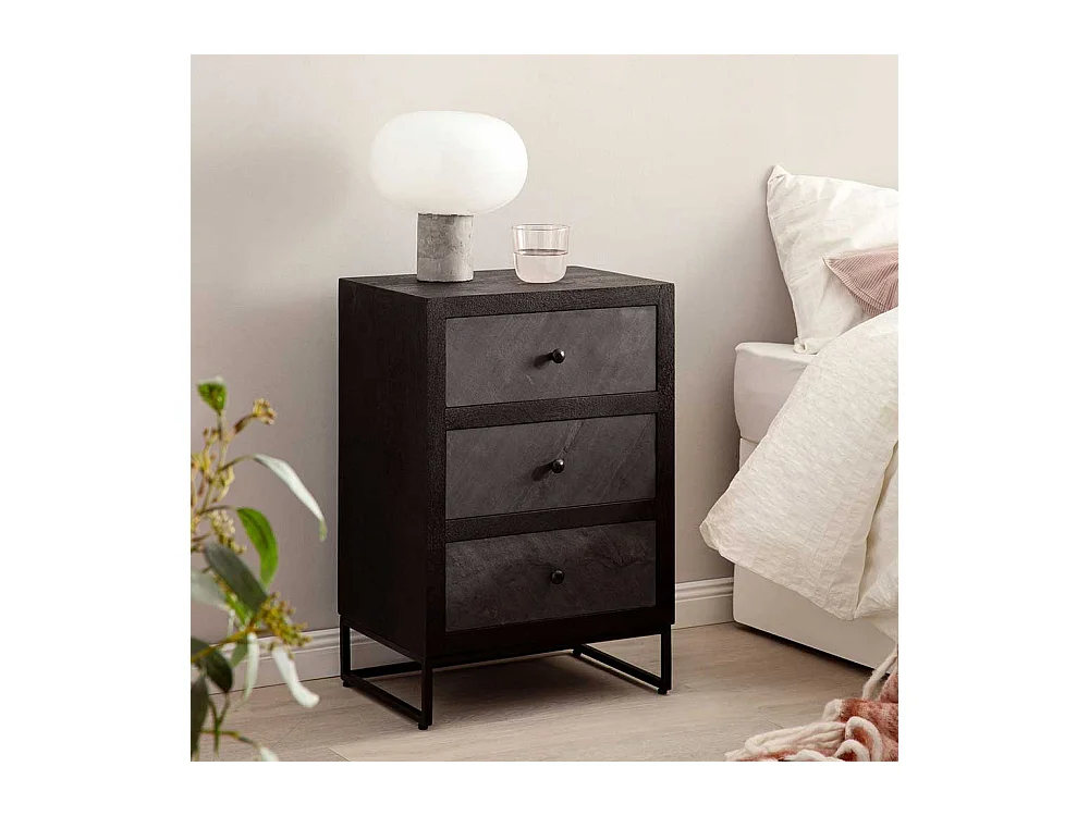 Nachtkonsole Bettkommode mit drei Schubladen und Bügelgestell