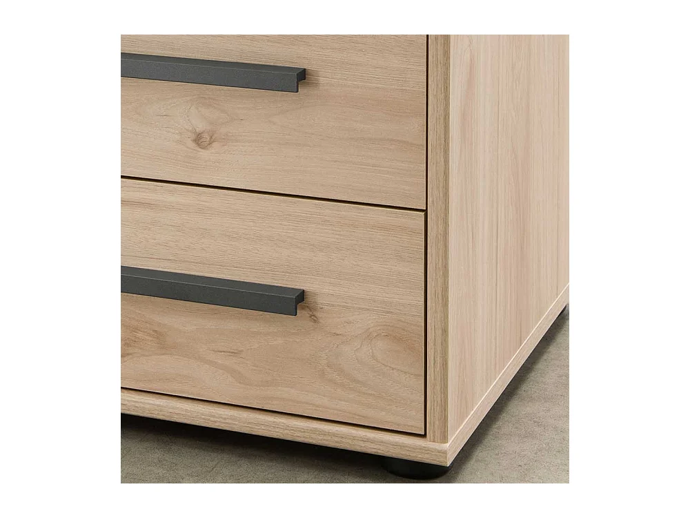 Nachtkommoden in Eichefarben und Dunkelgrau LED Beleuchtung