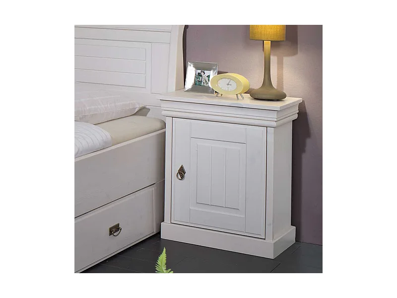 Nachtkonsole in Weiß Kiefer Massivholz