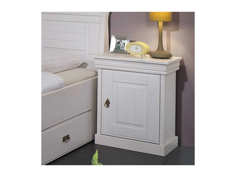 Nachtkonsole in Weiß Kiefer Massivholz