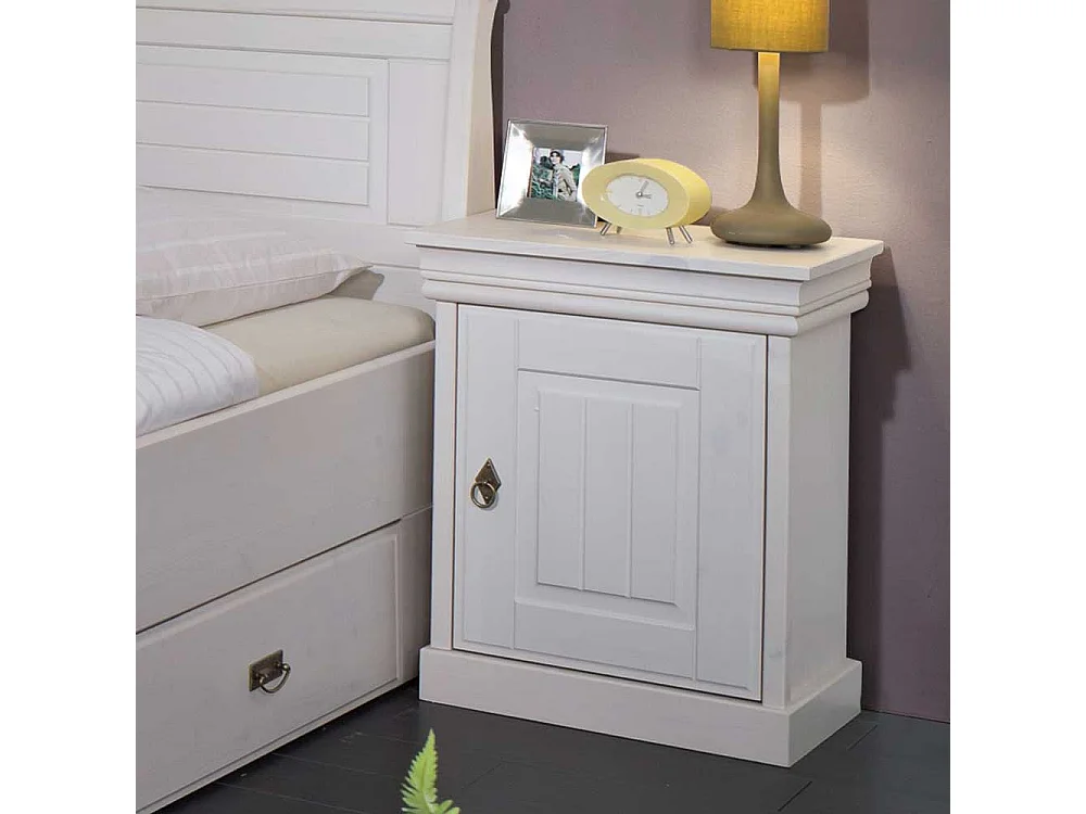 Nachtkonsole in Weiß Kiefer Massivholz