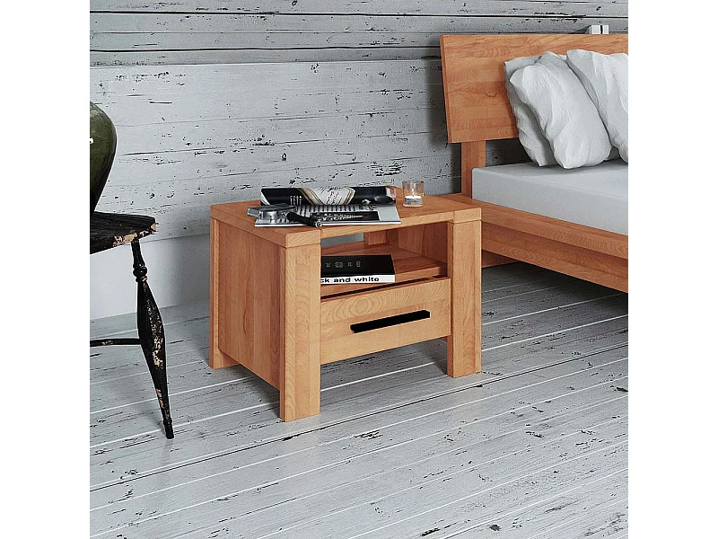 Nachtkommode aus Kernbuche Massivholz 50 cm