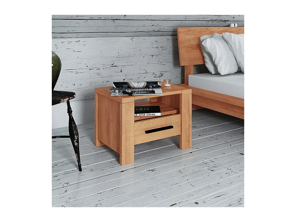 Nachtkommode aus Kernbuche Massivholz 50 cm