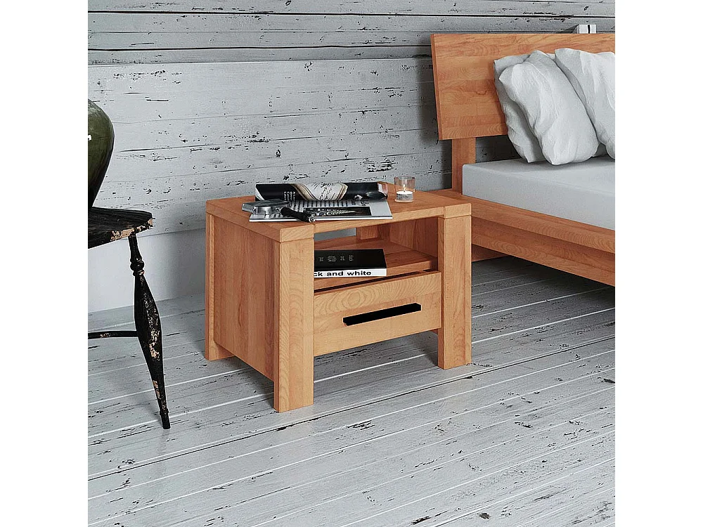 Nachtkommode aus Kernbuche Massivholz 50 cm