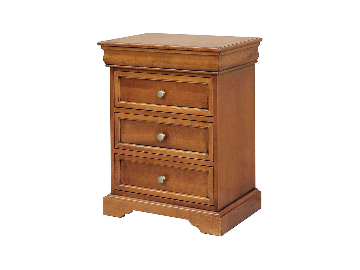 Schlafzimmerkommode hoch in Nussbaumfarben drei Schubladen