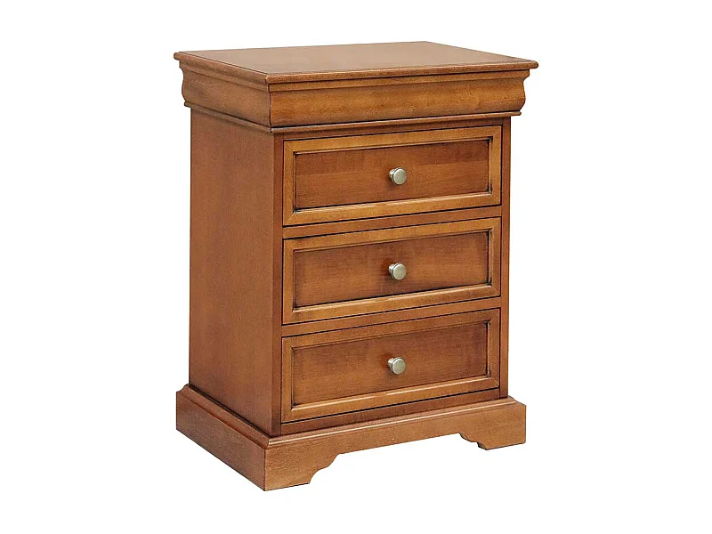 Schlafzimmerkommode hoch in Nussbaumfarben drei Schubladen