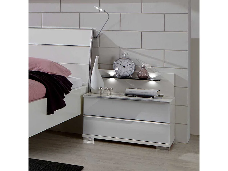 Nachttisch Konsole in Weiß LED Beleuchtung