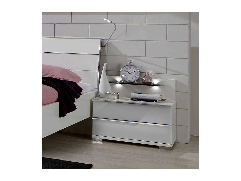 Nachttisch Konsole in Weiß LED Beleuchtung