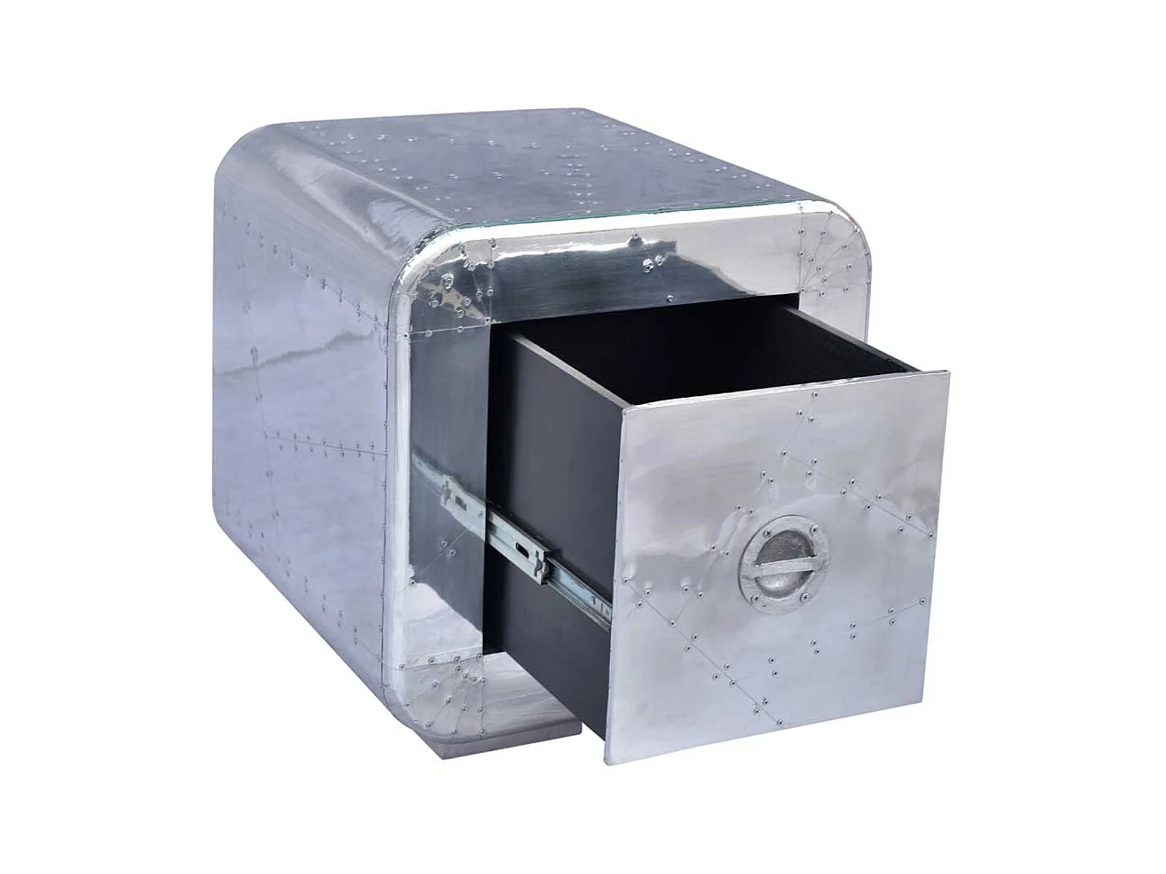 Nachtschrank in Silber ausgefallen