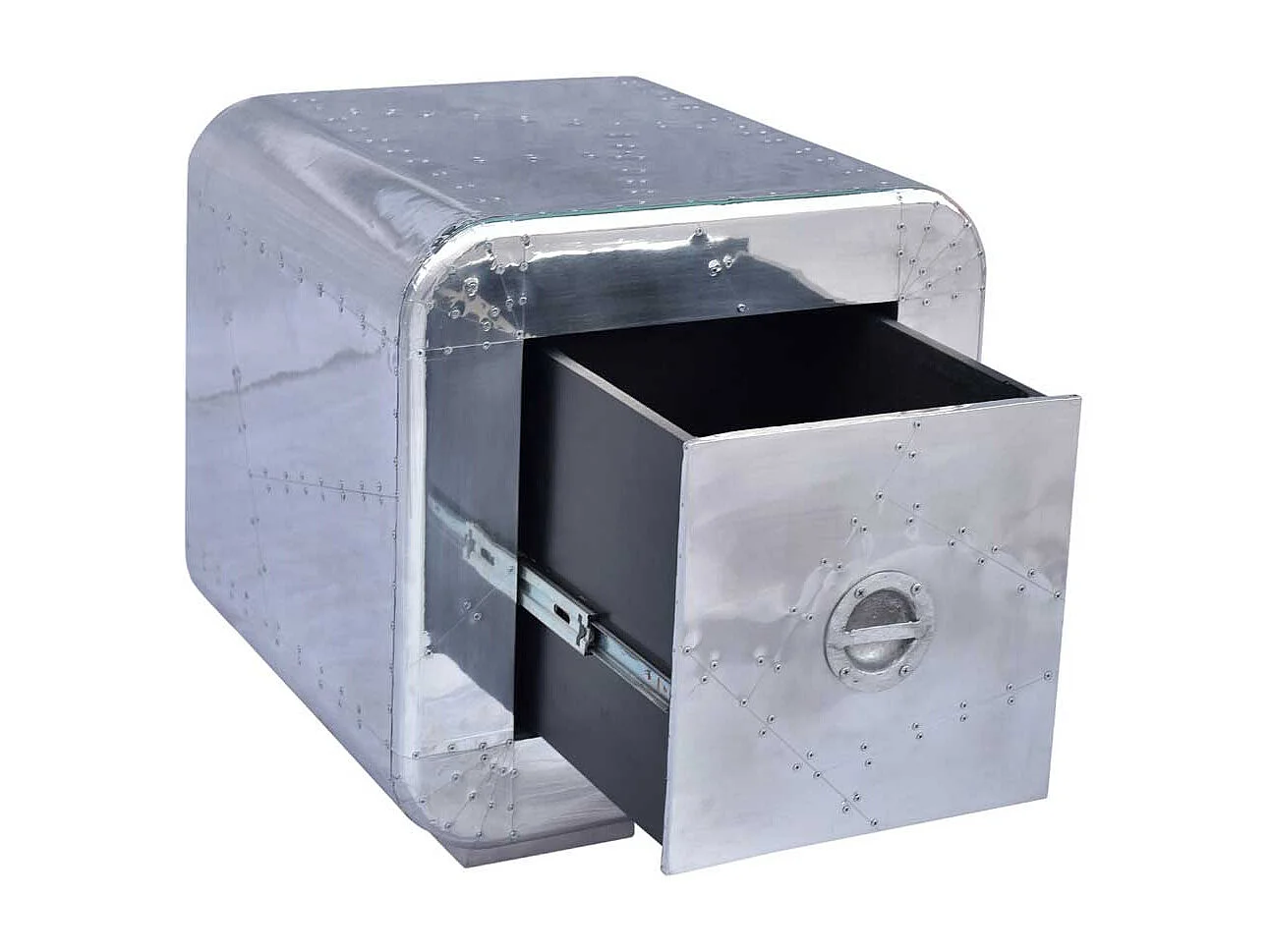 Nachtschrank in Silber ausgefallen