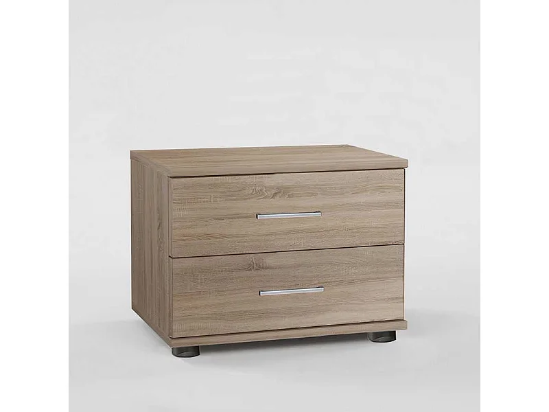 Nachtschrank in Eiche Sägerau Nachbildung 2 Schubladen