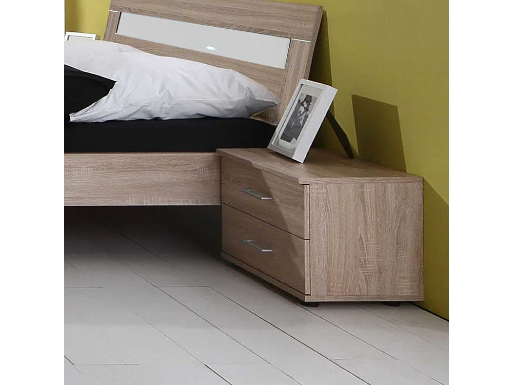 Nachtschrank in Eiche Sägerau Nachbildung 2 Schubladen