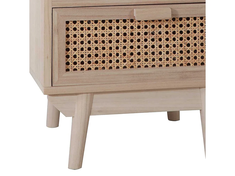 Schubladen Kommode in Holz Naturfarben Rattan Front