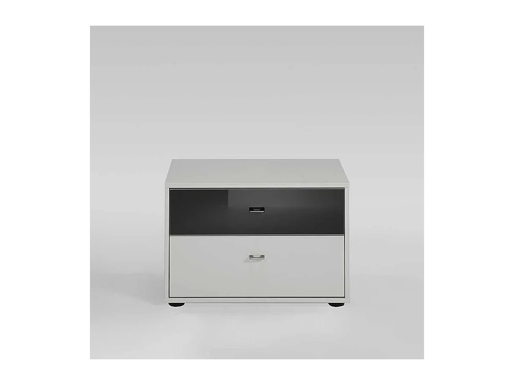 Nachtkommode in Weiß Schwarz Glas beschichtet