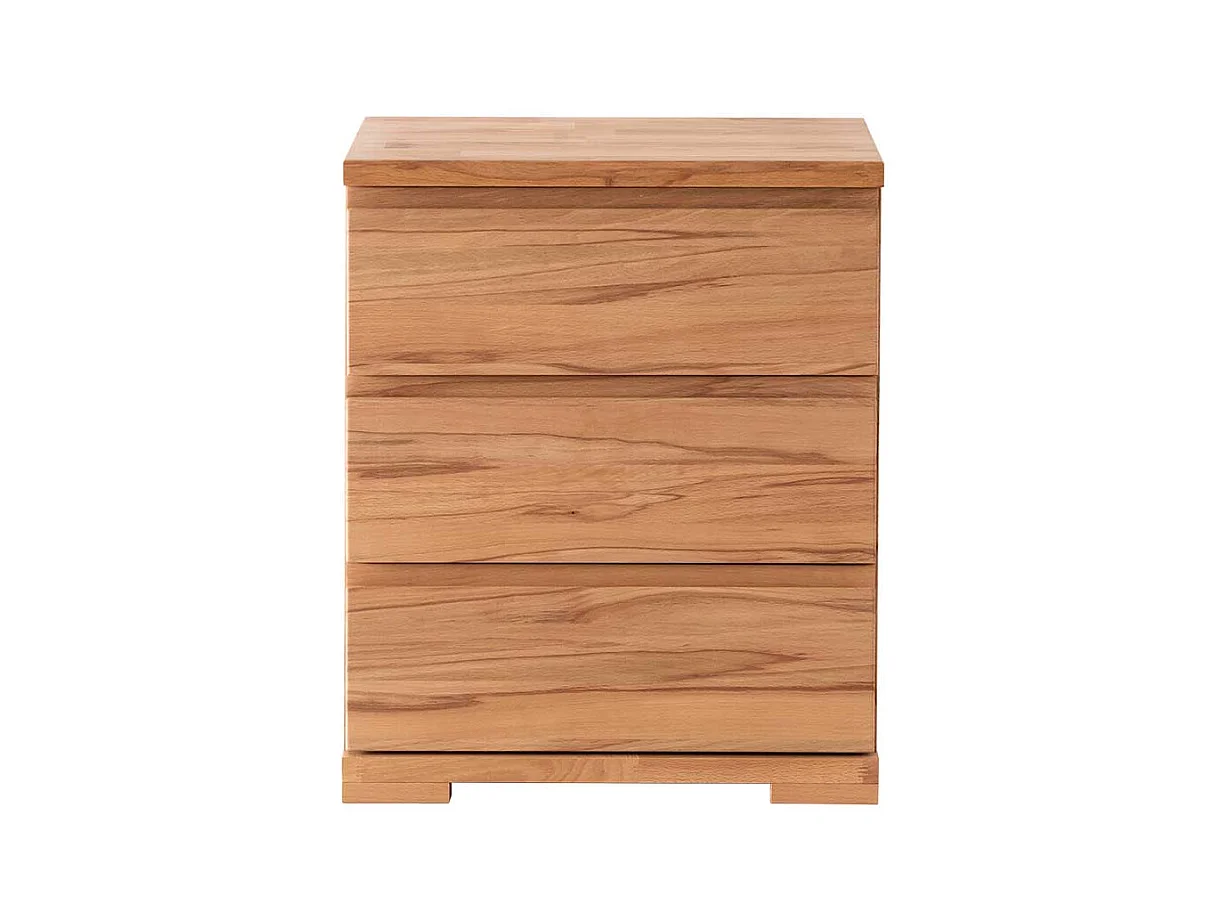 Hohe Nachtkommode aus Kernbuche Massivholz drei Schubladen