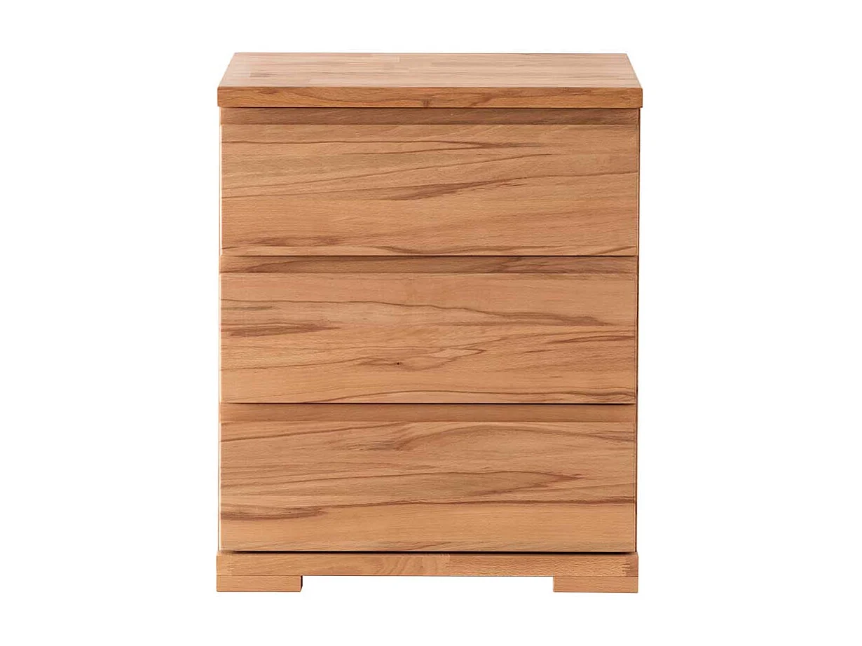 Hohe Nachtkommode aus Kernbuche Massivholz drei Schubladen