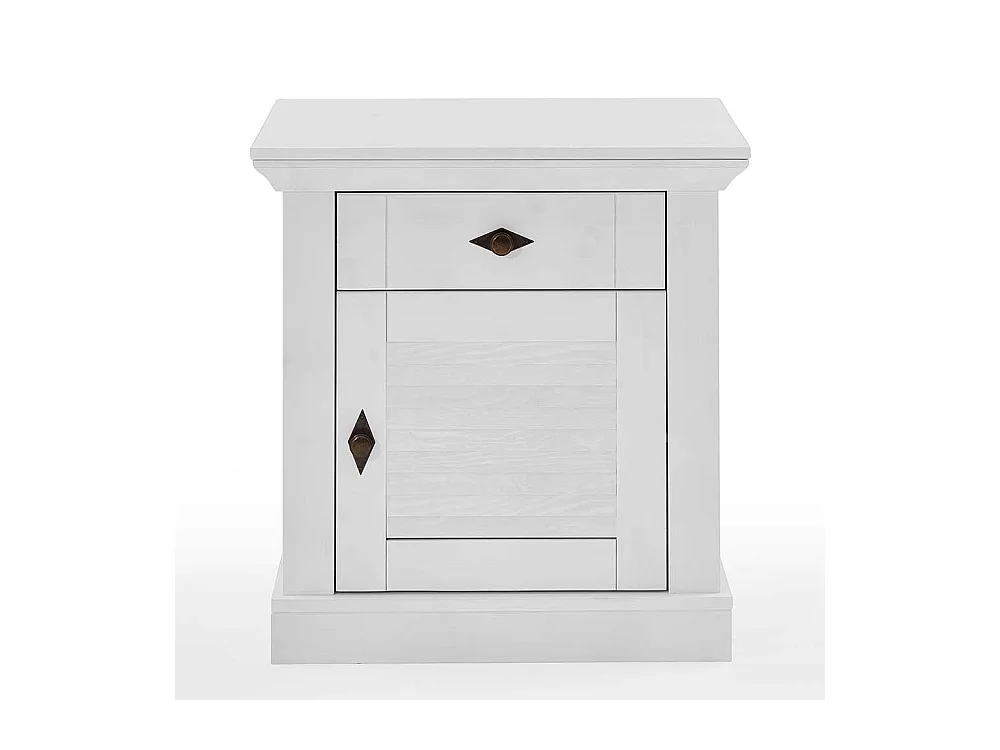 Landhaus Nachtkommode in Weiß Kiefer teilmassiv