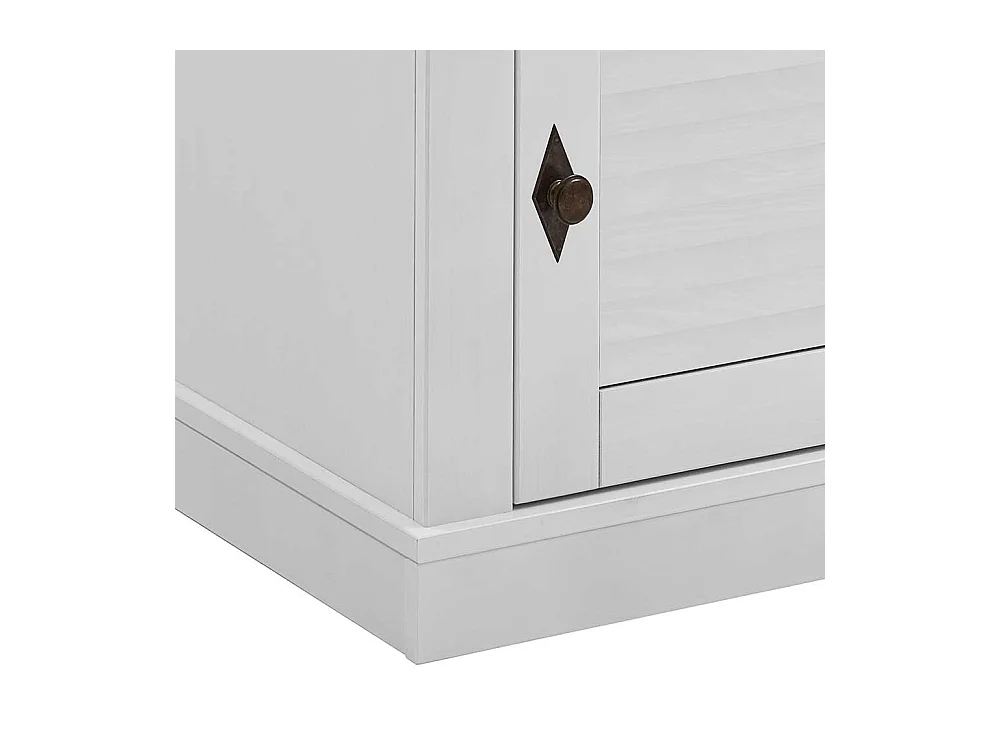 Landhaus Nachtkommode in Weiß Kiefer teilmassiv